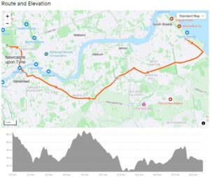 Great North Run Route and Elevation